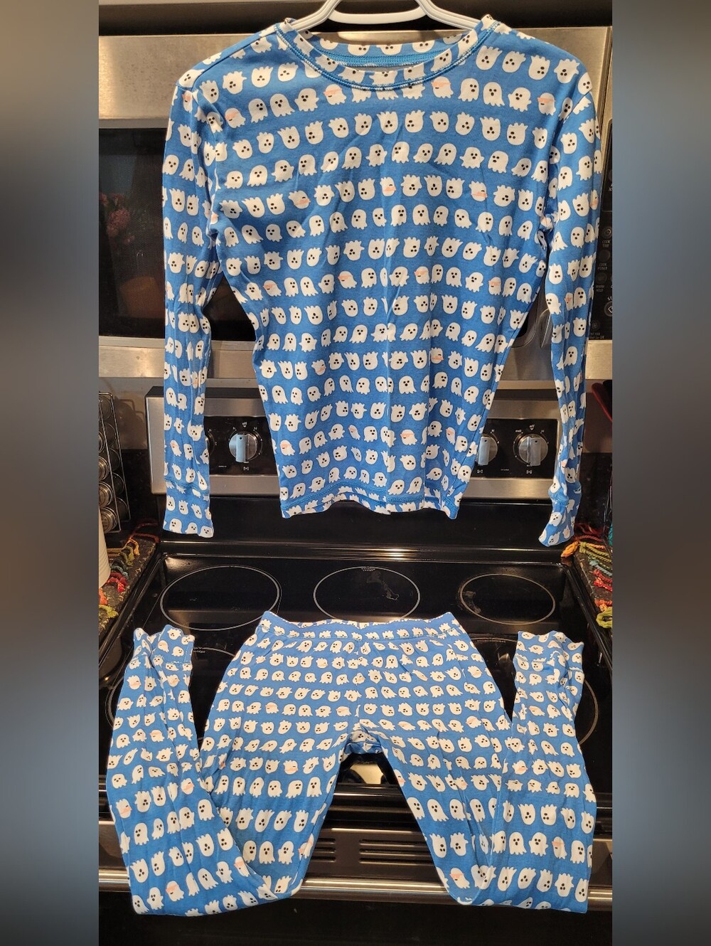 GAP Blue Ghost Print Kids Pajama Set - White Ghosts (Halloween)